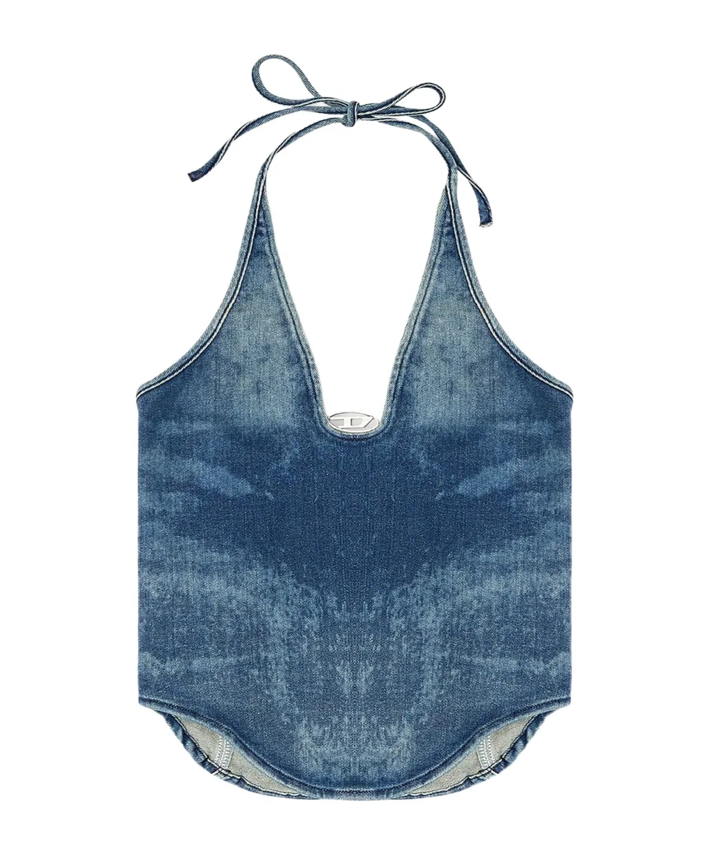 Halter-Neck Denim Top