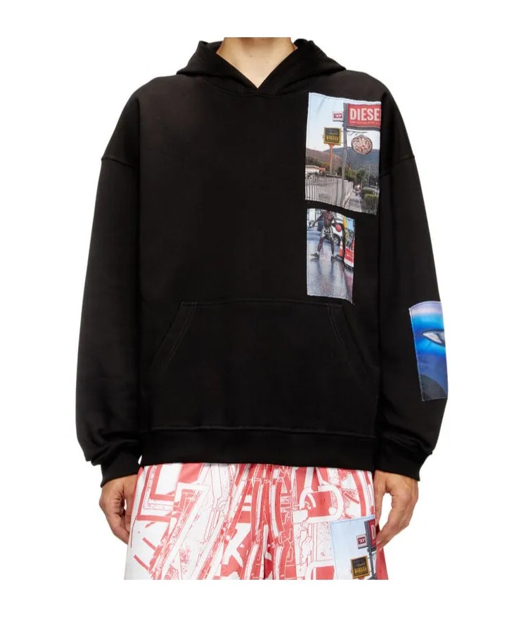 Patchwork-Print Hoodie