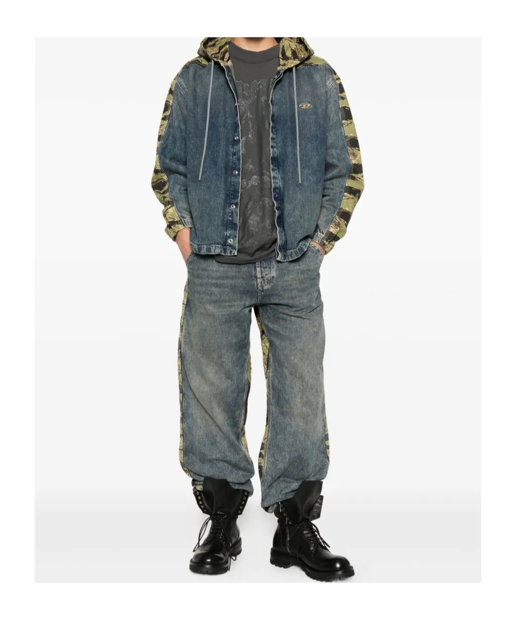Tiger-Stripe Panel Jeans