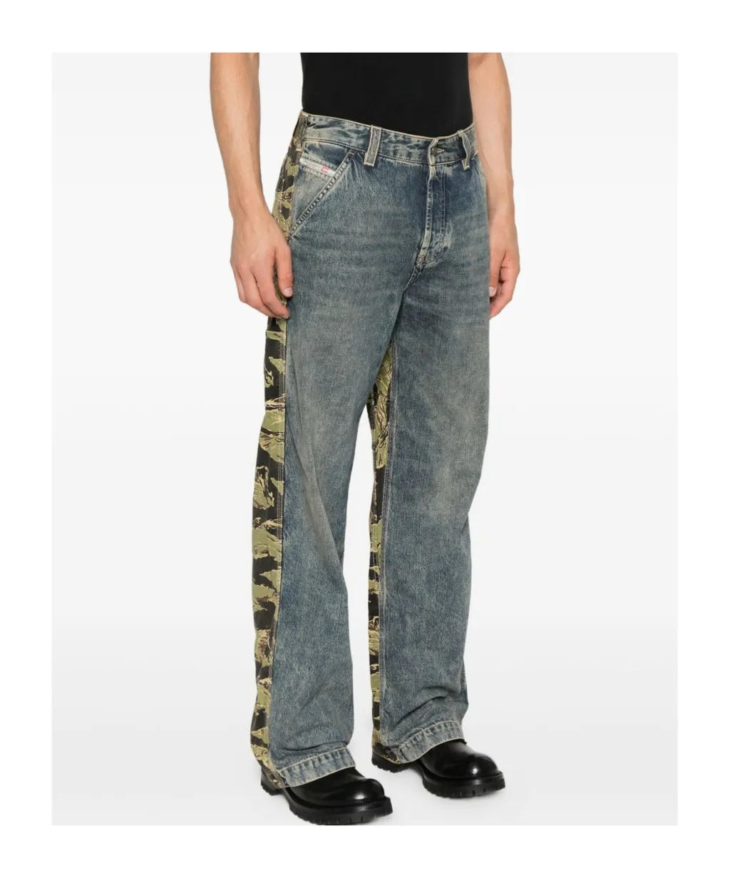 Tiger-Stripe Panel Jeans