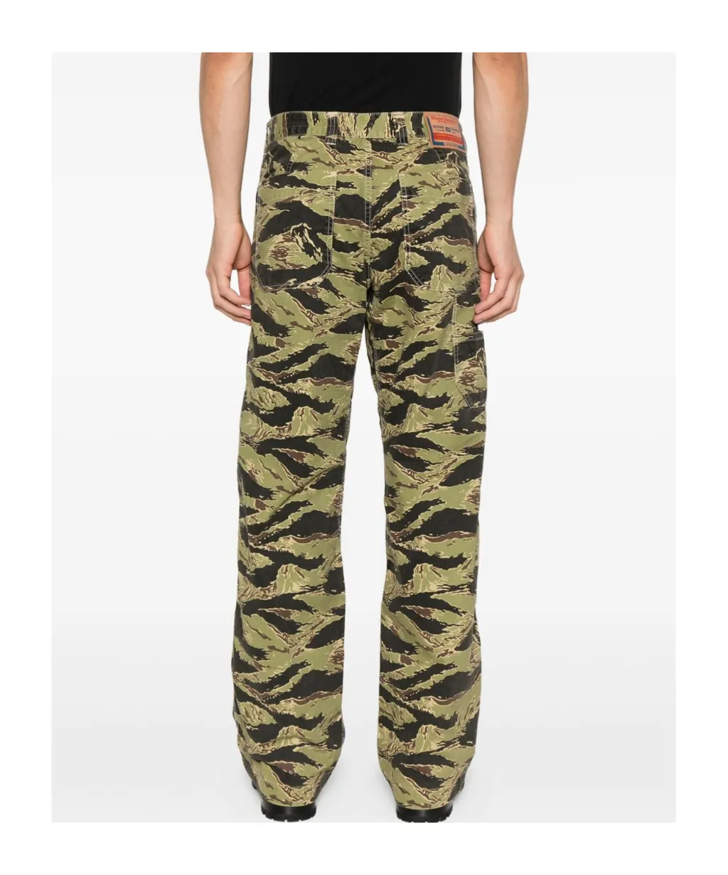 Tiger-Stripe Panel Jeans