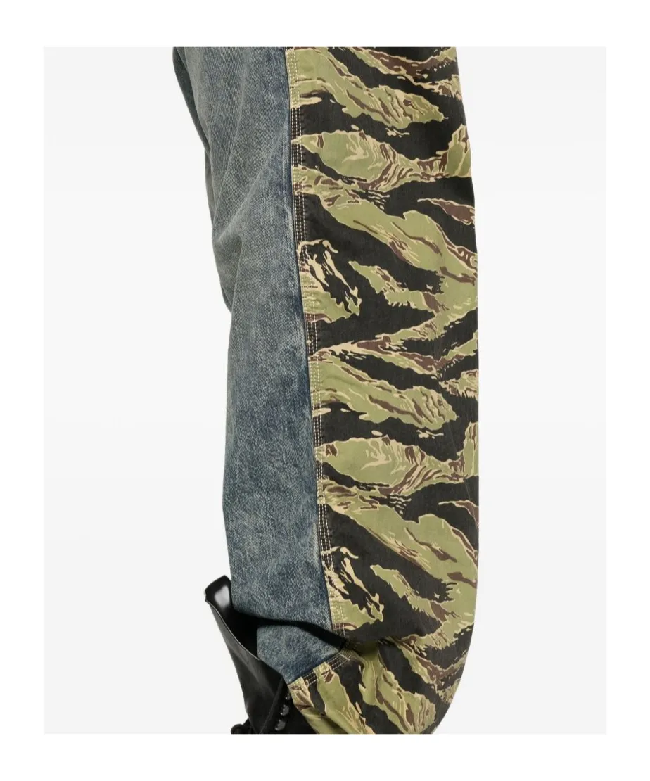 Tiger-Stripe Panel Jeans