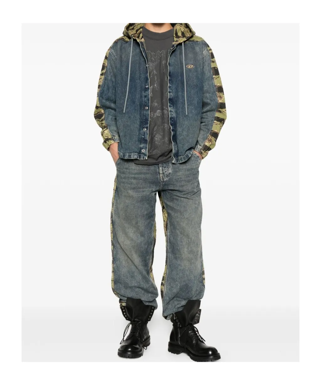 Camouflage-Panel Denim Jacket