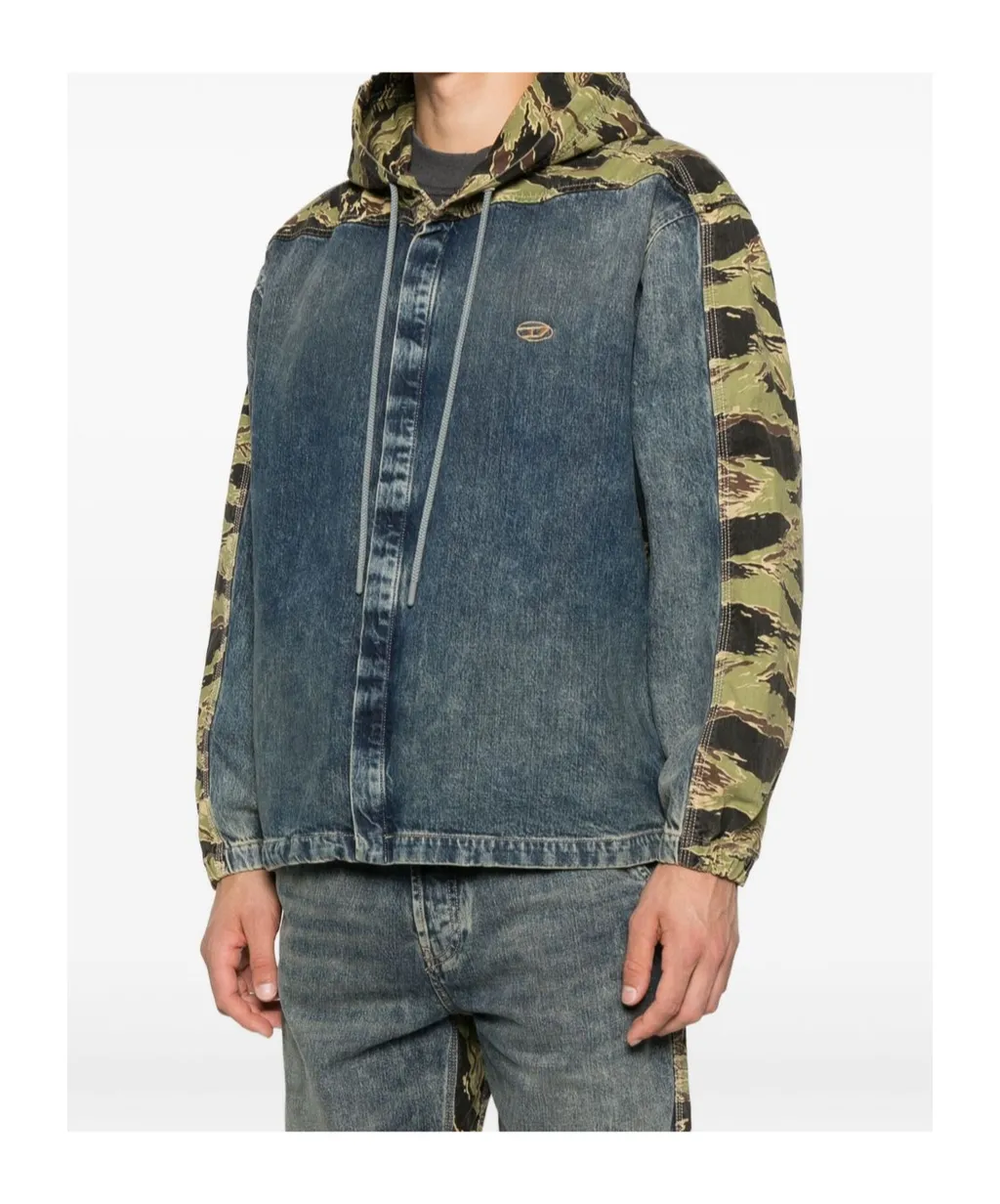 Camouflage-Panel Denim Jacket