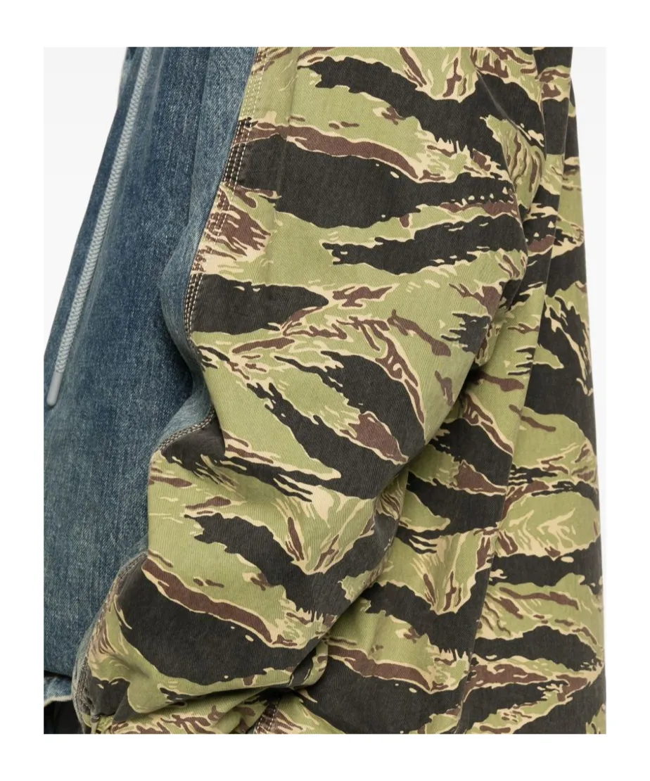Camouflage-Panel Denim Jacket