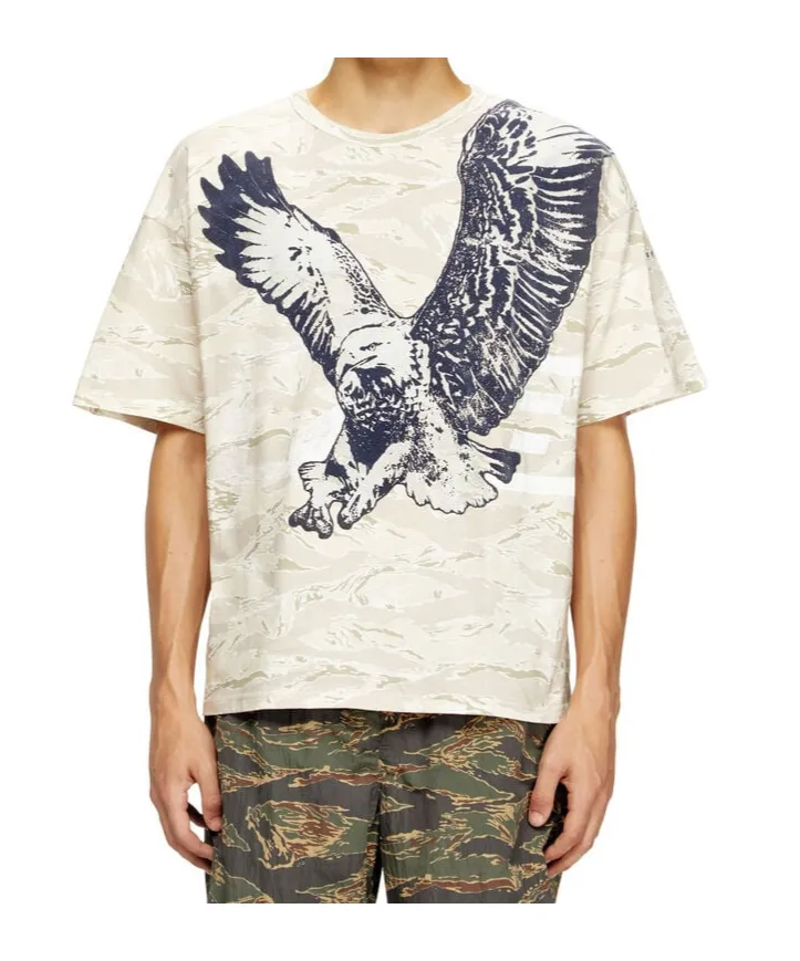 T-Boxt-T14 Eagle-Print Camouflage T-Shirt