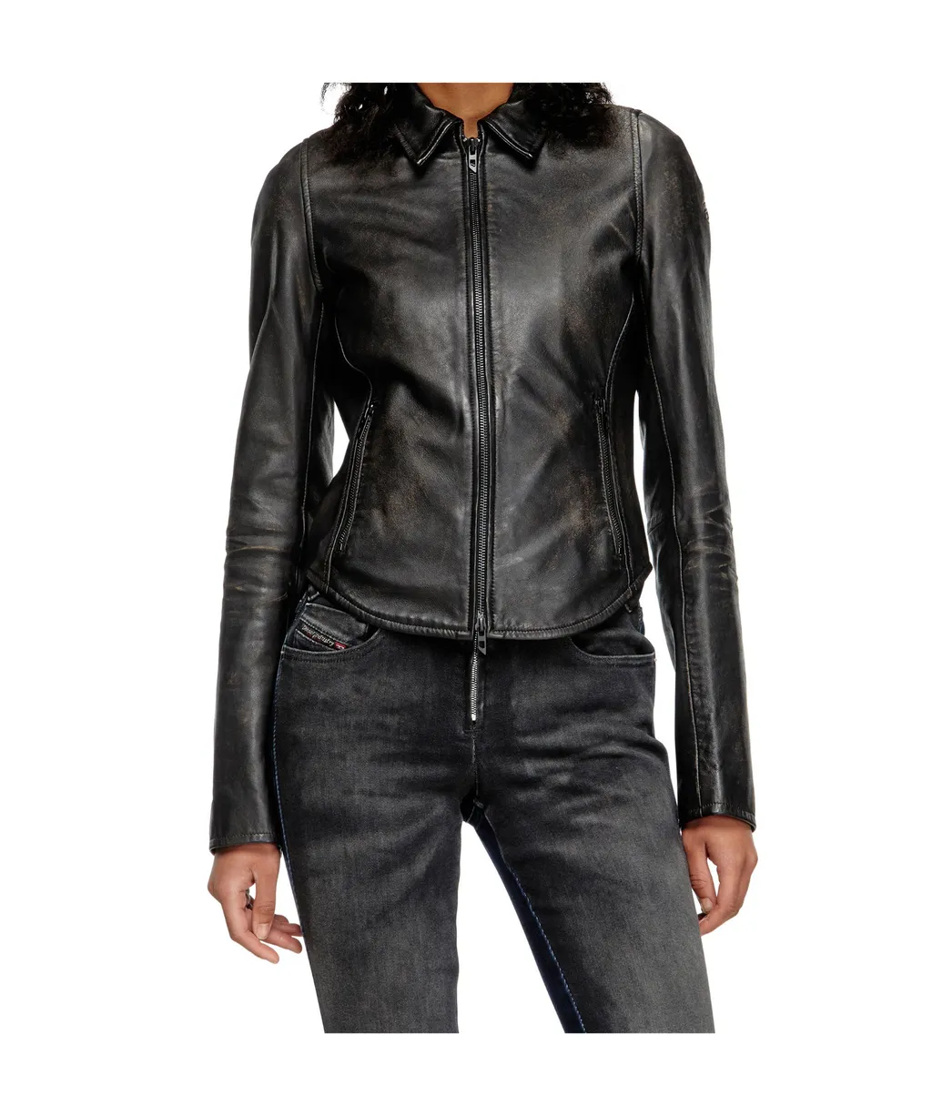 L-Egrad Zip-Front Shearling Jacket