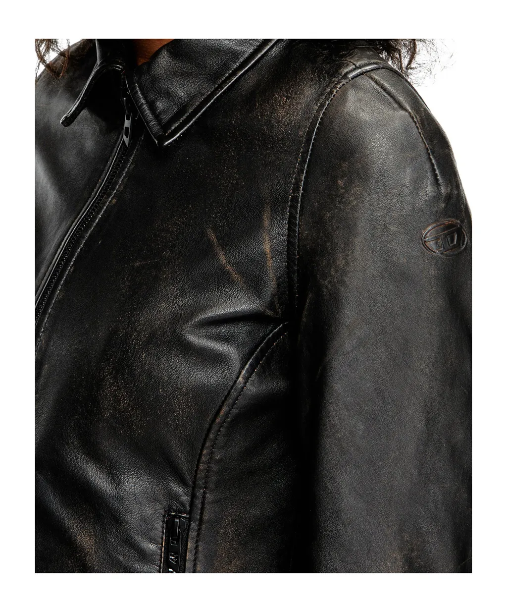 L-Egrad Zip-Front Shearling Jacket
