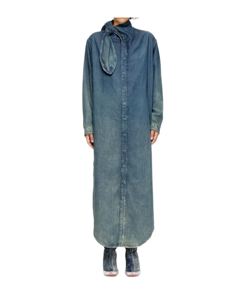 Long Shirt Dress In Fluid Denim