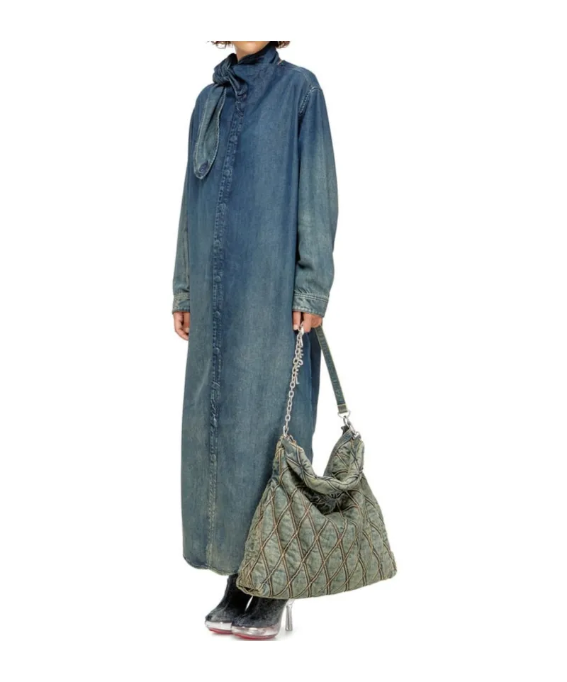 Long Shirt Dress In Fluid Denim