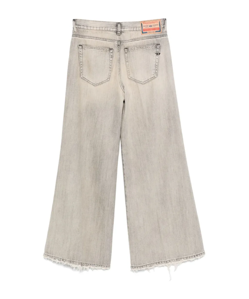 Wide-Leg Raw-Hem Jeans