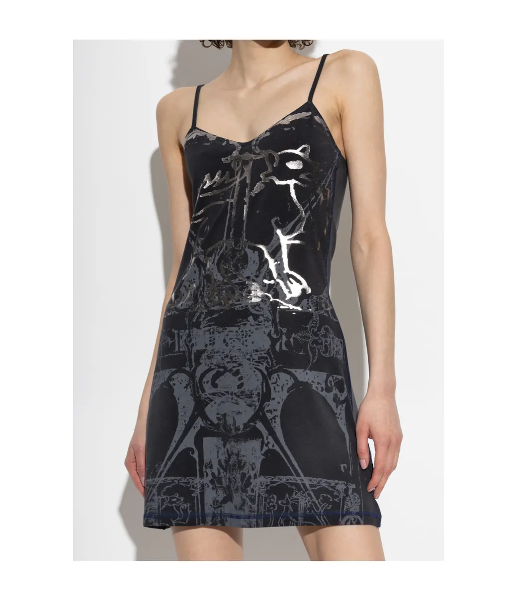 D-Longy Metallic-Print Slip Dress