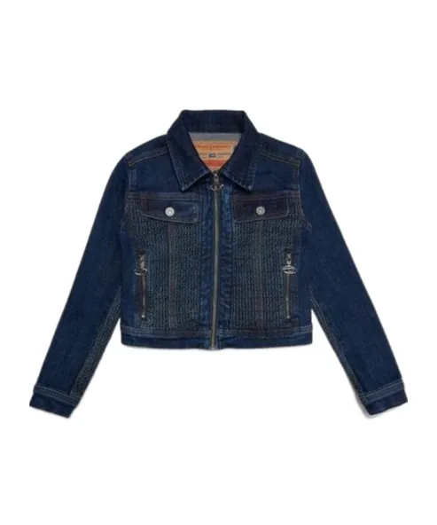 Long-Sleeved Zip-Up Denim Jacket