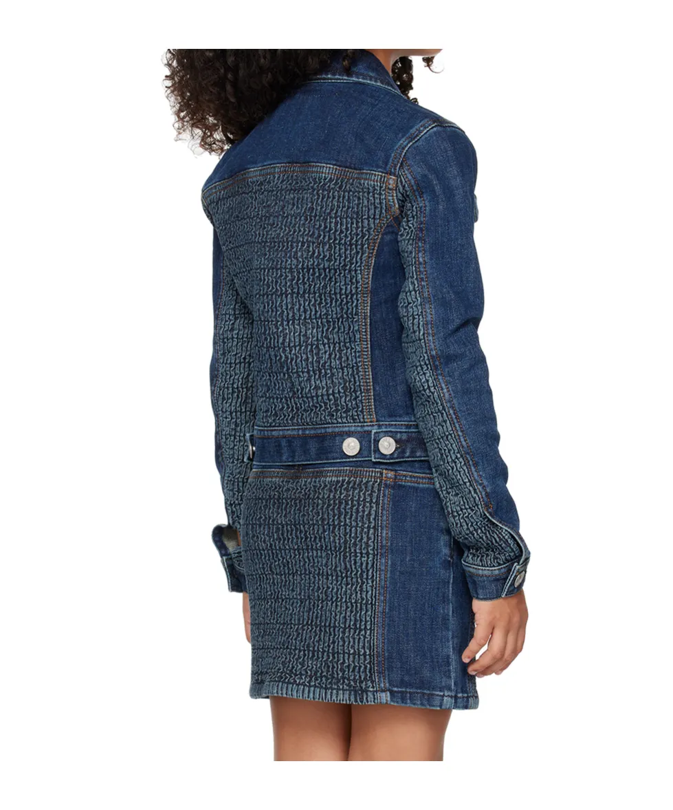 Long-Sleeved Zip-Up Denim Jacket