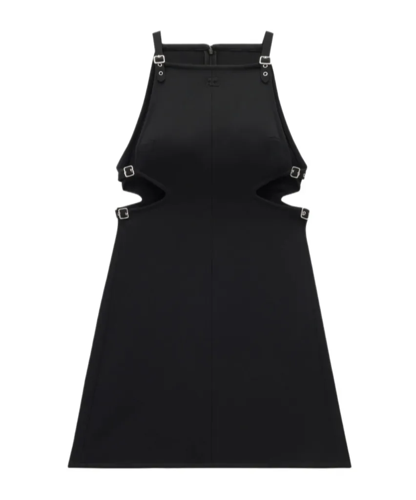 Slash Buckle Detailed Twill Dress