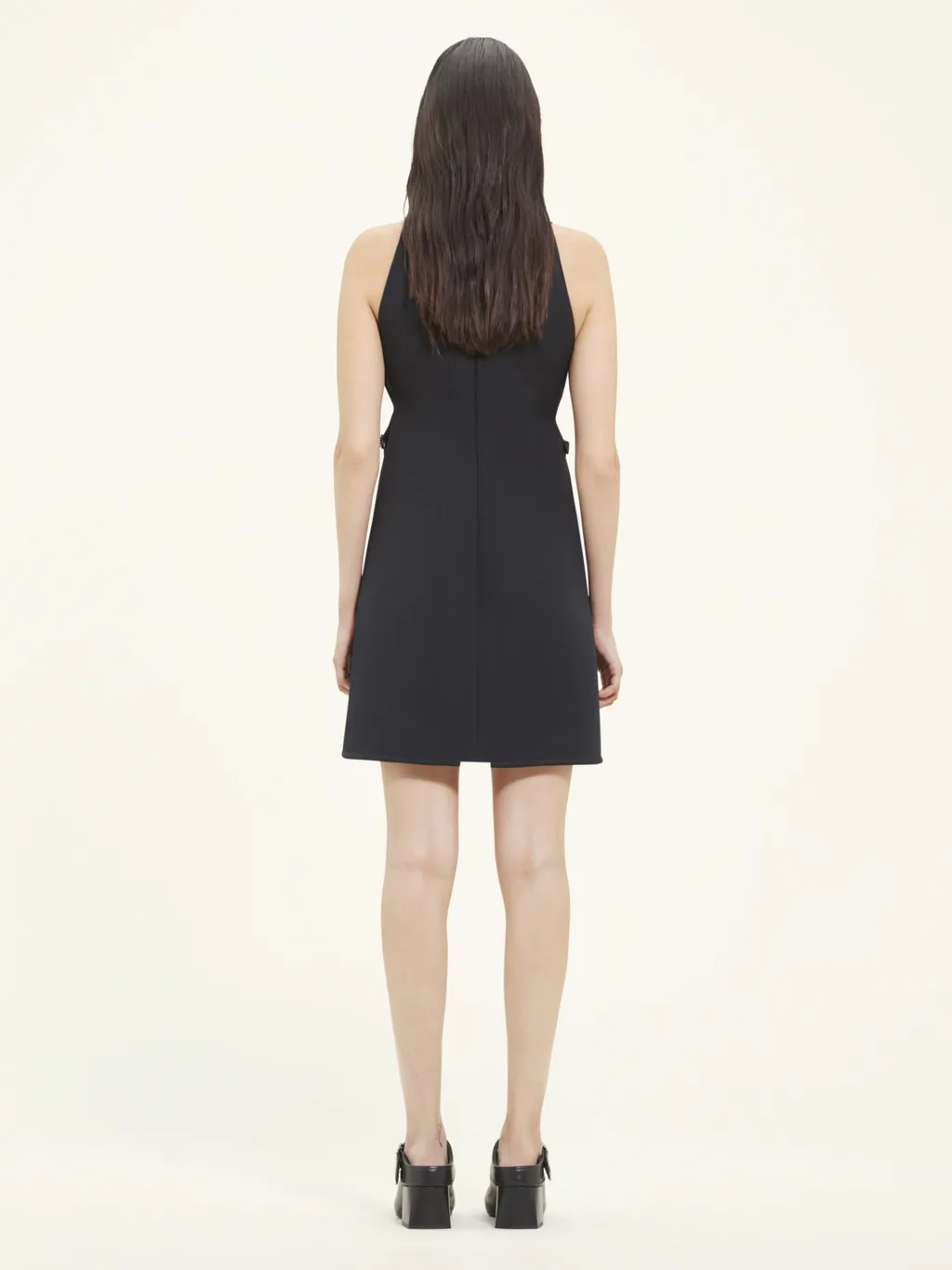 Slash Buckle Detailed Twill Dress