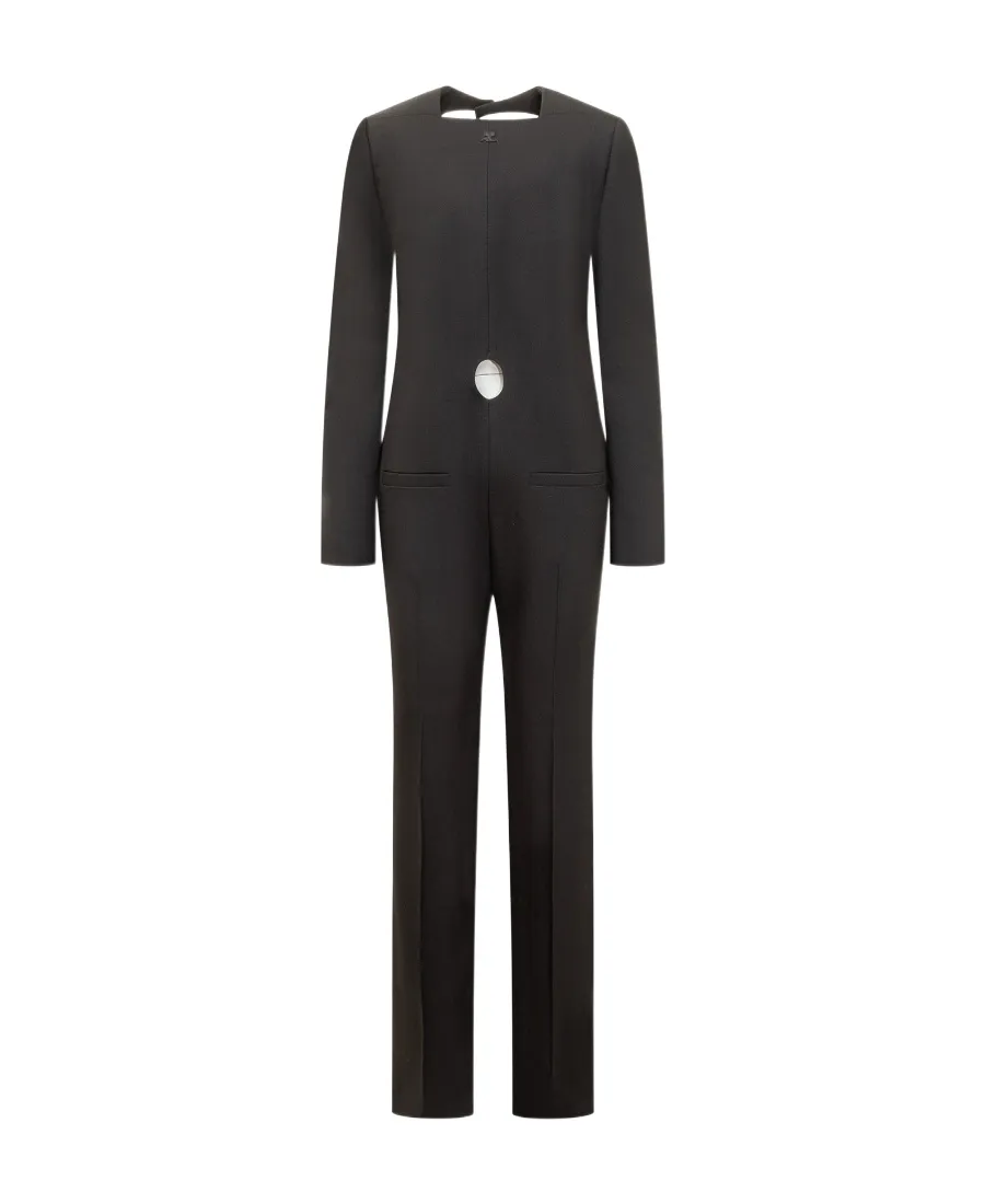 Logo Embroidered Long-Sleeved Jumpsuit