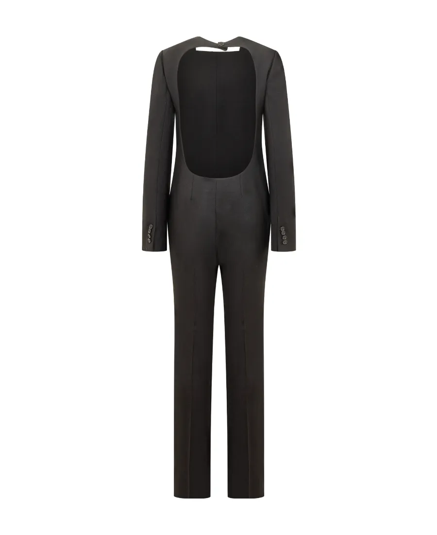 Logo Embroidered Long-Sleeved Jumpsuit