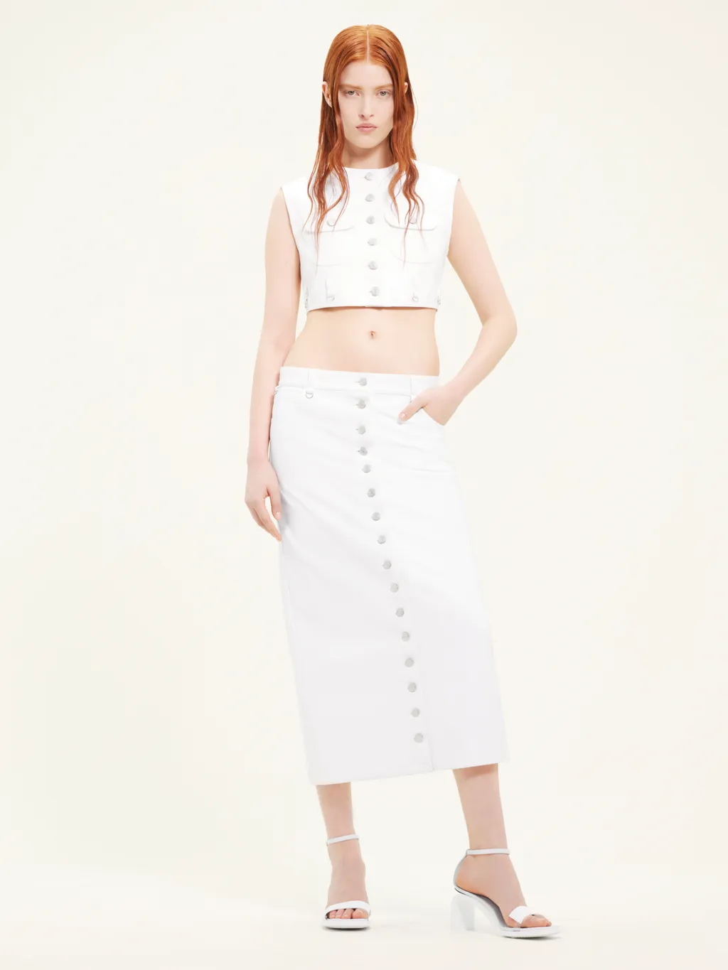 Button-Up Vinyl Skirt