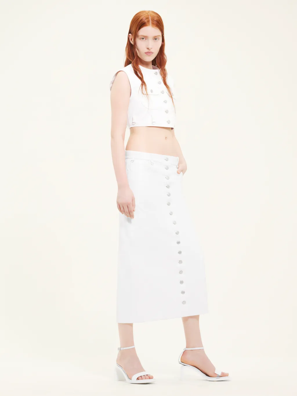 Button-Up Vinyl Skirt