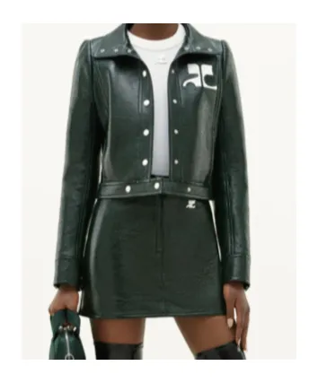 Vinyl Straight Hem Cropped Jacket