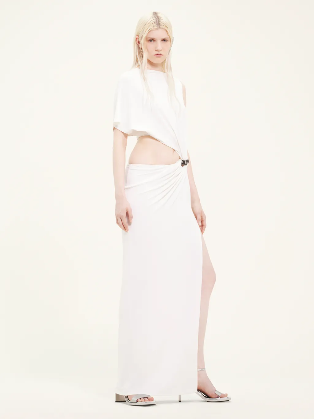 Asymmetric Crepe Maxi Dress
