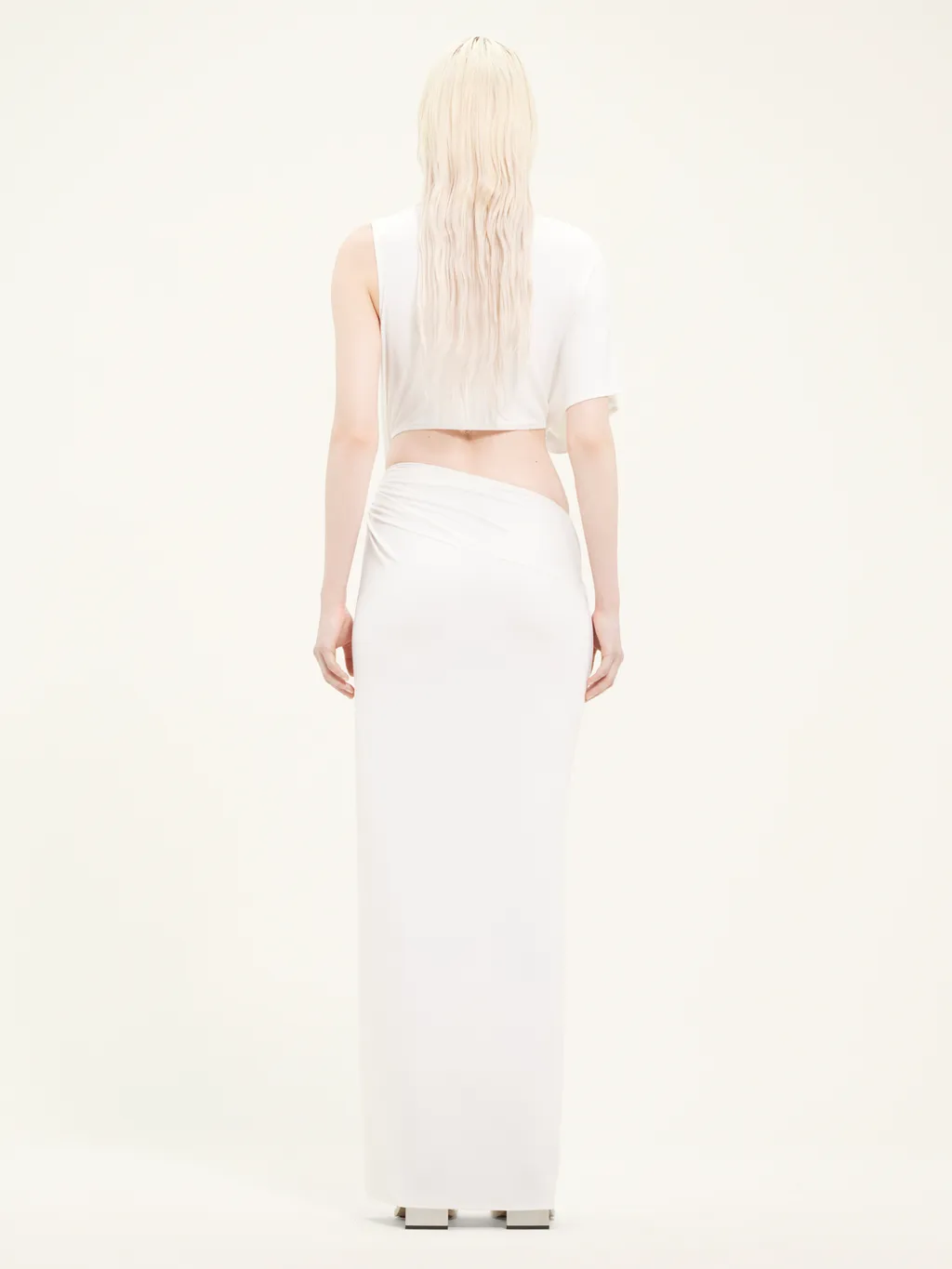 Asymmetric Crepe Maxi Dress