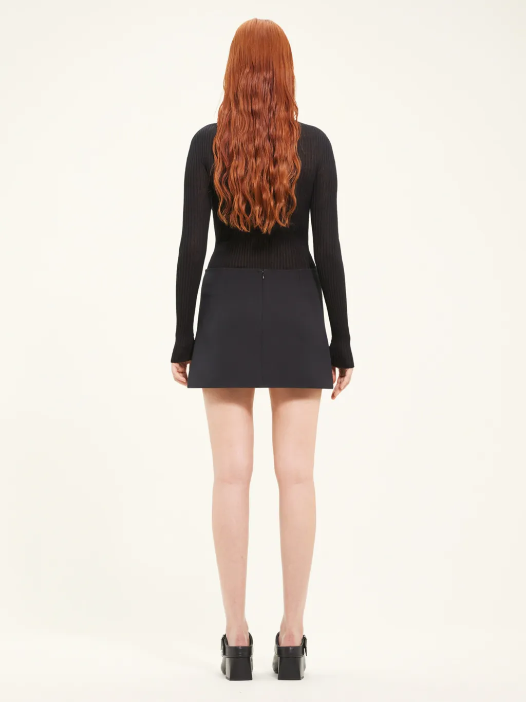 Ellipse Curved Hem Twill Mini Skirt