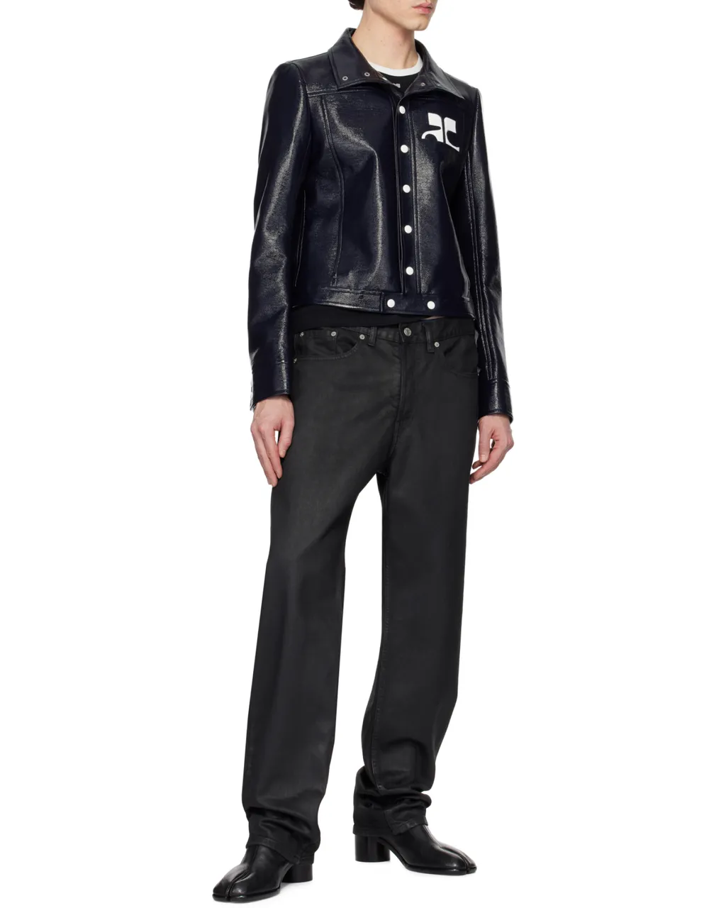 Faux-Leather Shirt Jacket