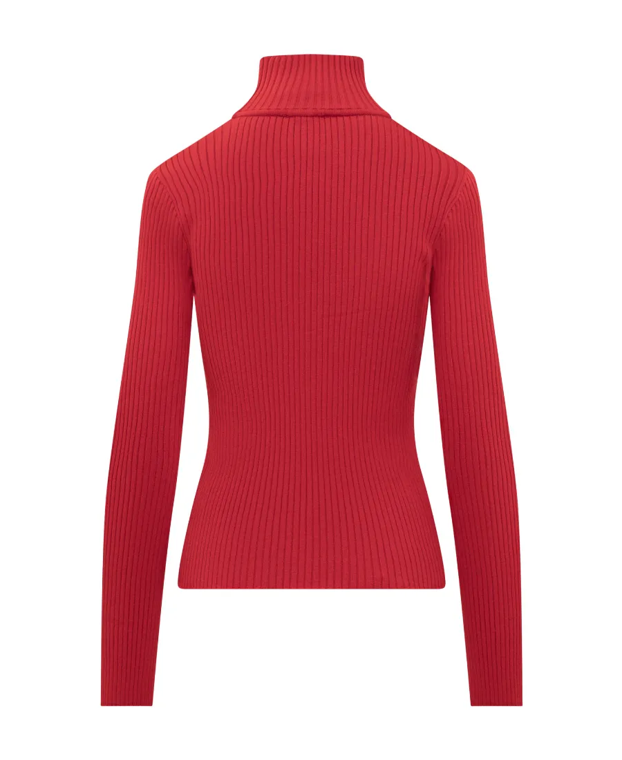 Cut-Out Ribbed Sweatshirt