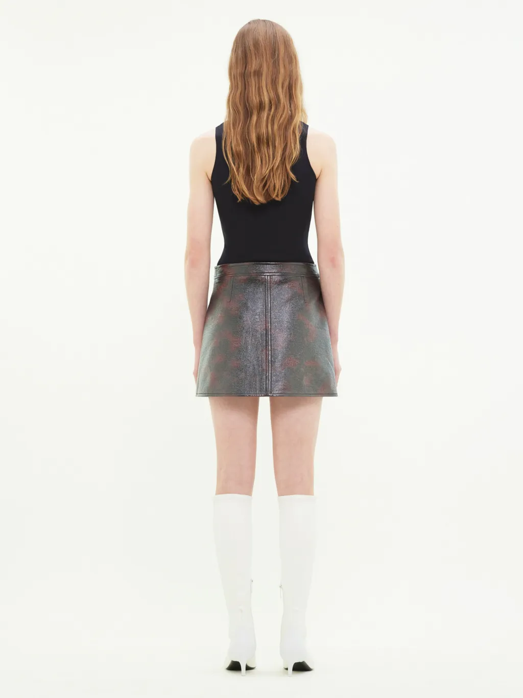High Waist Straight Hem Mini Skirt