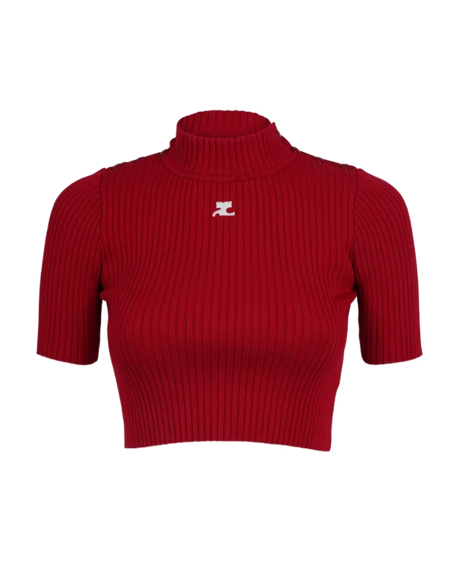 Logo-Appliqué Cropped Ribbed Jumper