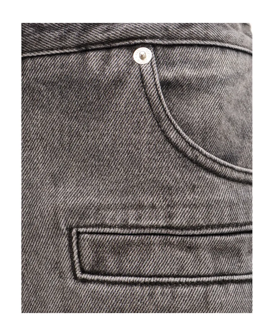 Vintage-Effect Denim Midi Skirt