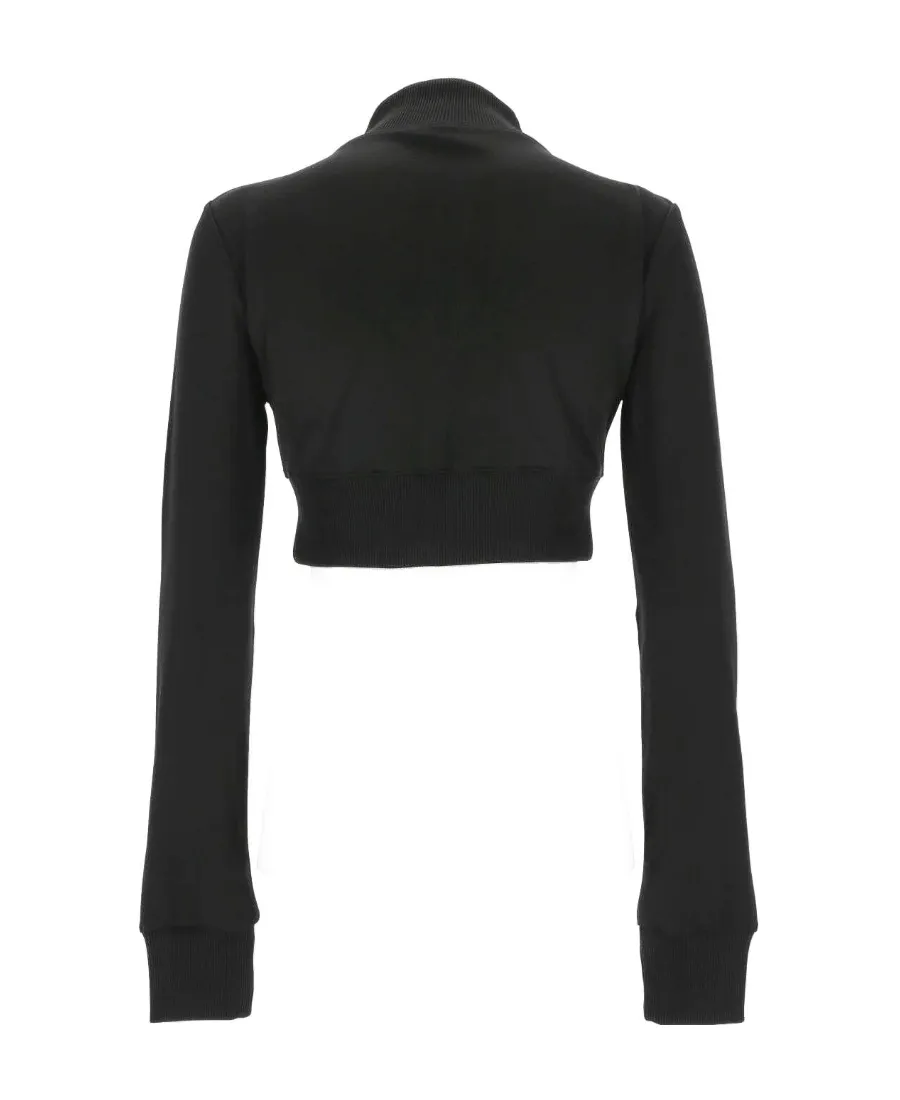 Ribbed Long-Sleeved Cropped Sweatshirt
