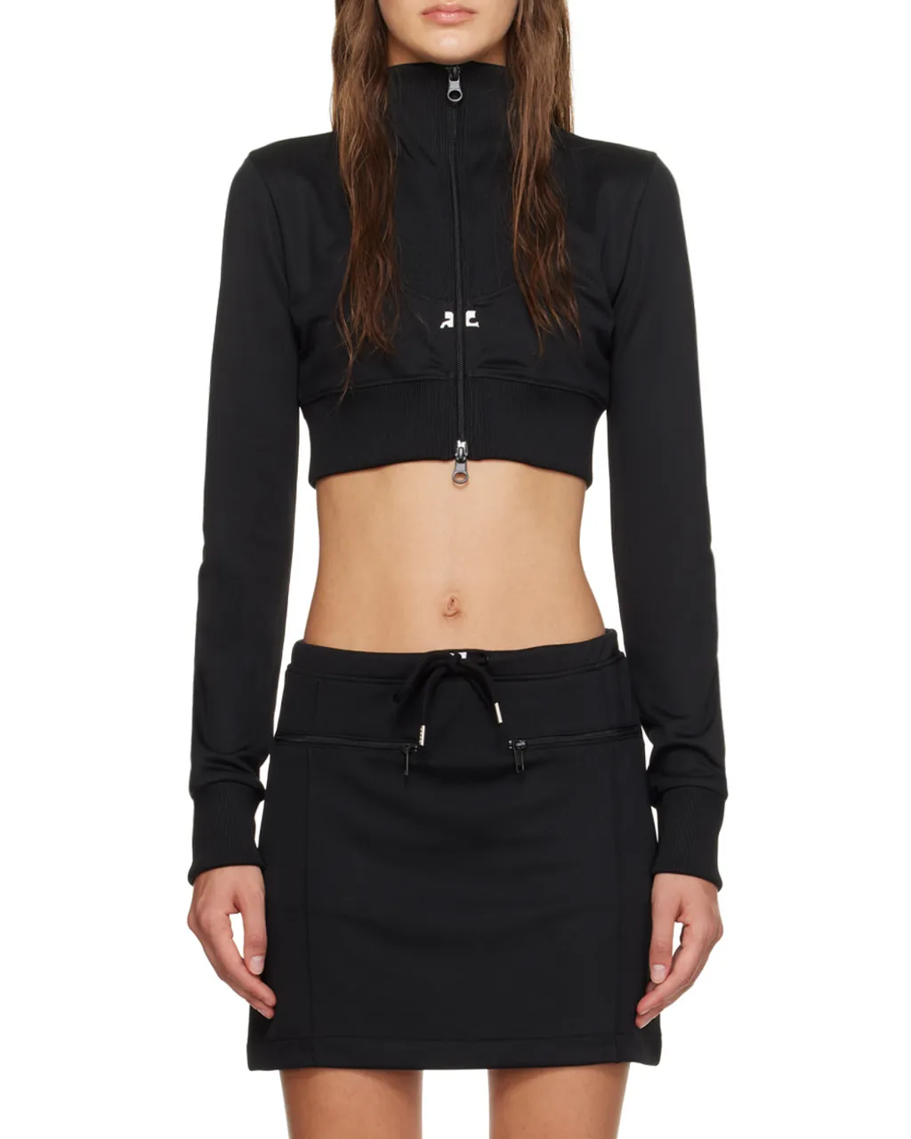 Ribbed Long-Sleeved Cropped Sweatshirt