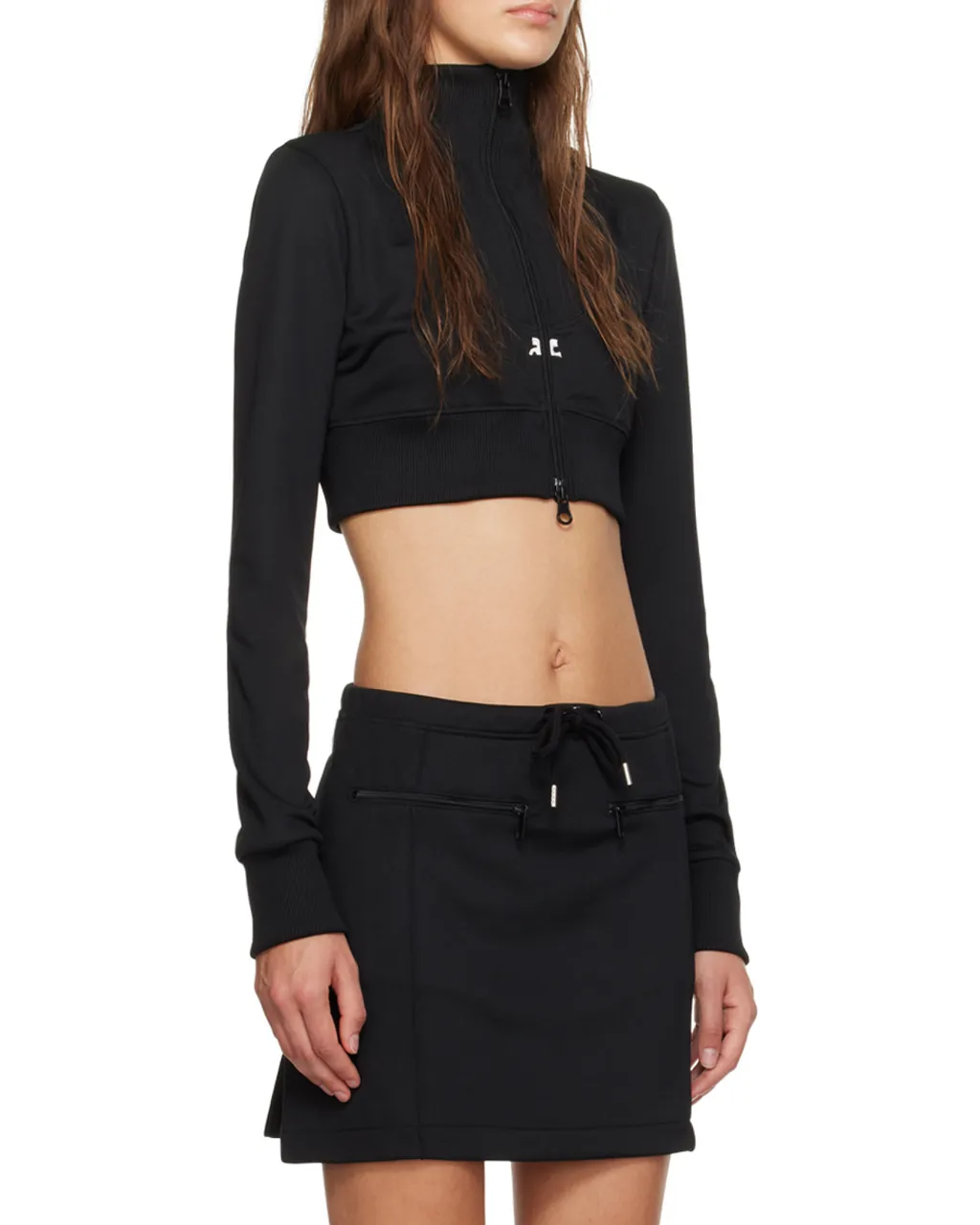 Ribbed Long-Sleeved Cropped Sweatshirt