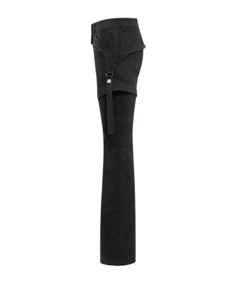 Double-Waist Slim-Fit Cotton Jeans