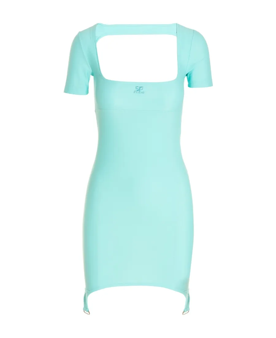 Logo-Embroidered Flared Mini Dress