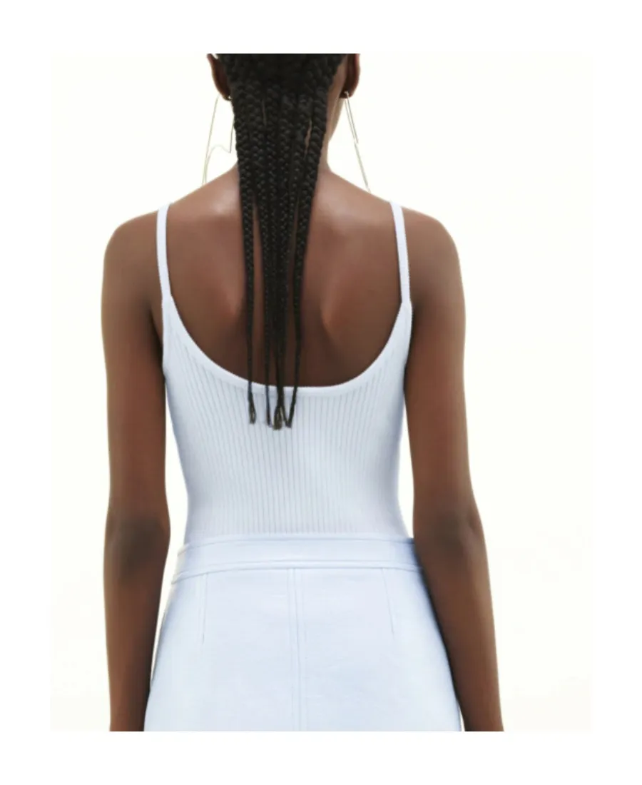 Logo Embroidered Ribbed Sleeveless Top