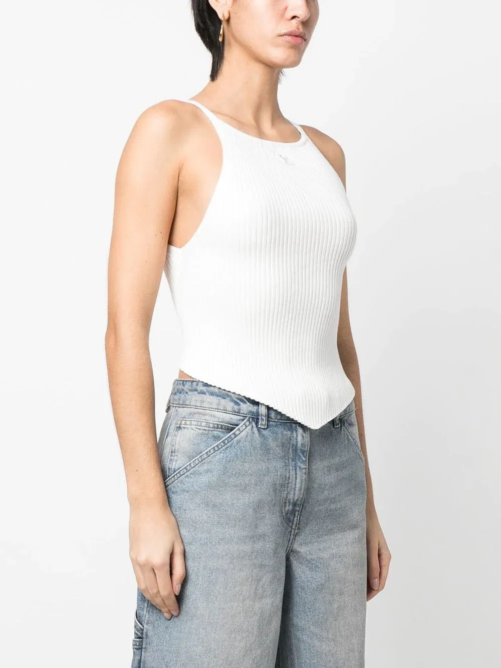 Rib-Knit Pointy Tank Top