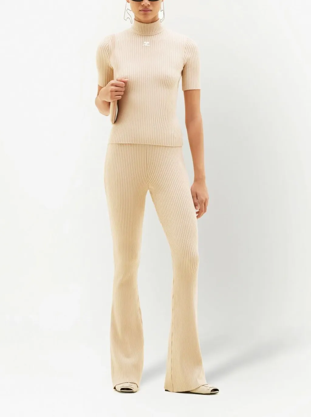 Reedition Rib-Knit Flared Trousers