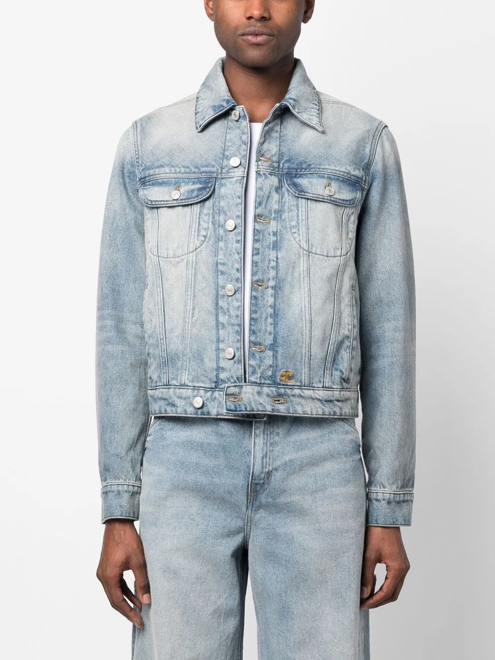 Washed Long-Sleeved Denim Jacket