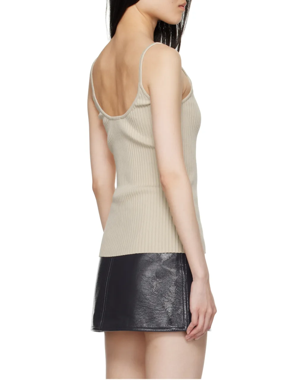 Logo Embroidered Ribbed Sleeveless Top