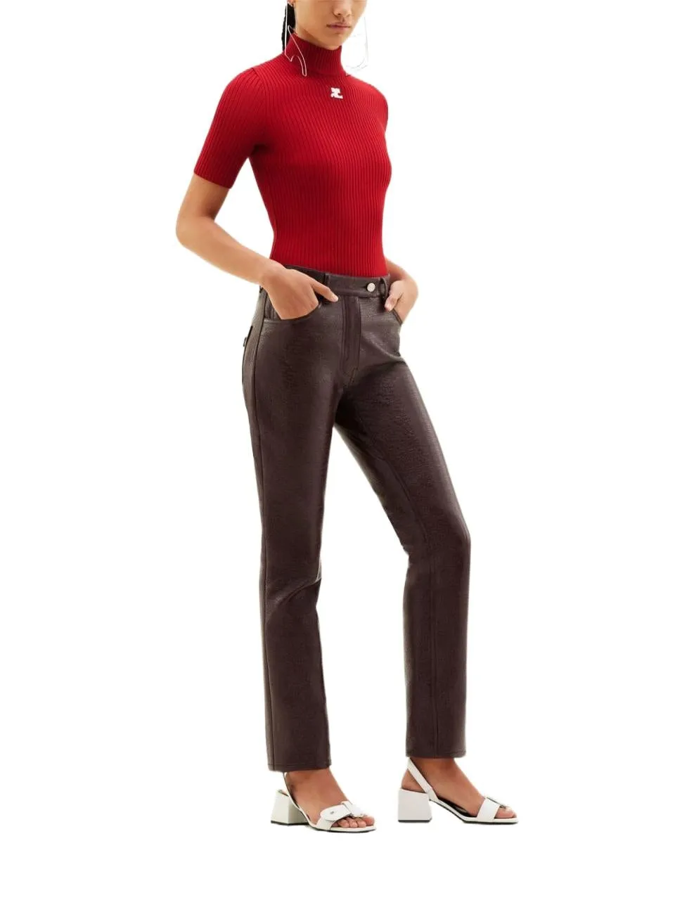 Reedition Short-Sleeved Ribbed Knit Jumper
