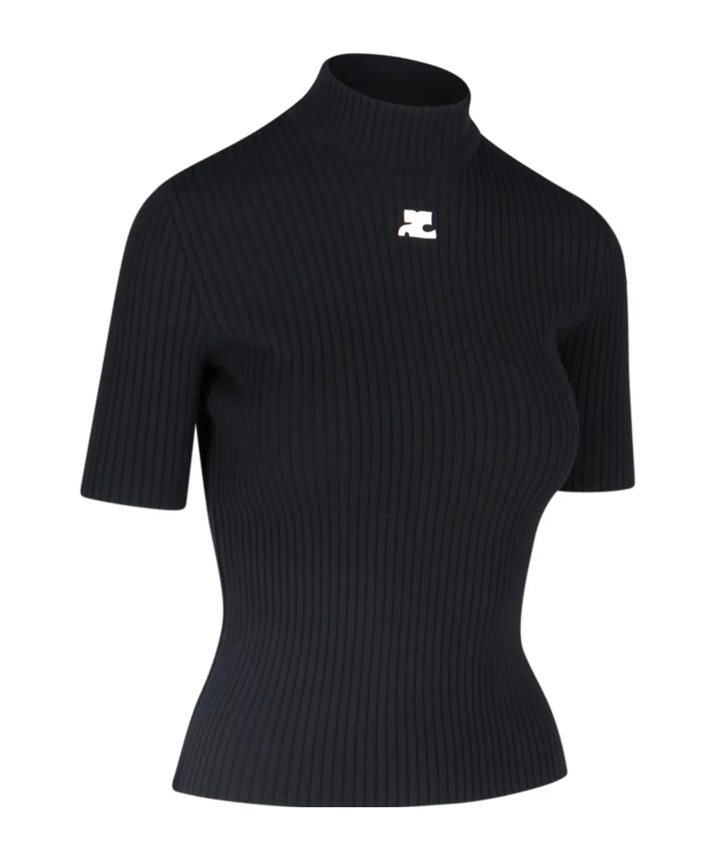 Reedition Short-Sleeved Ribbed Knit Jumper