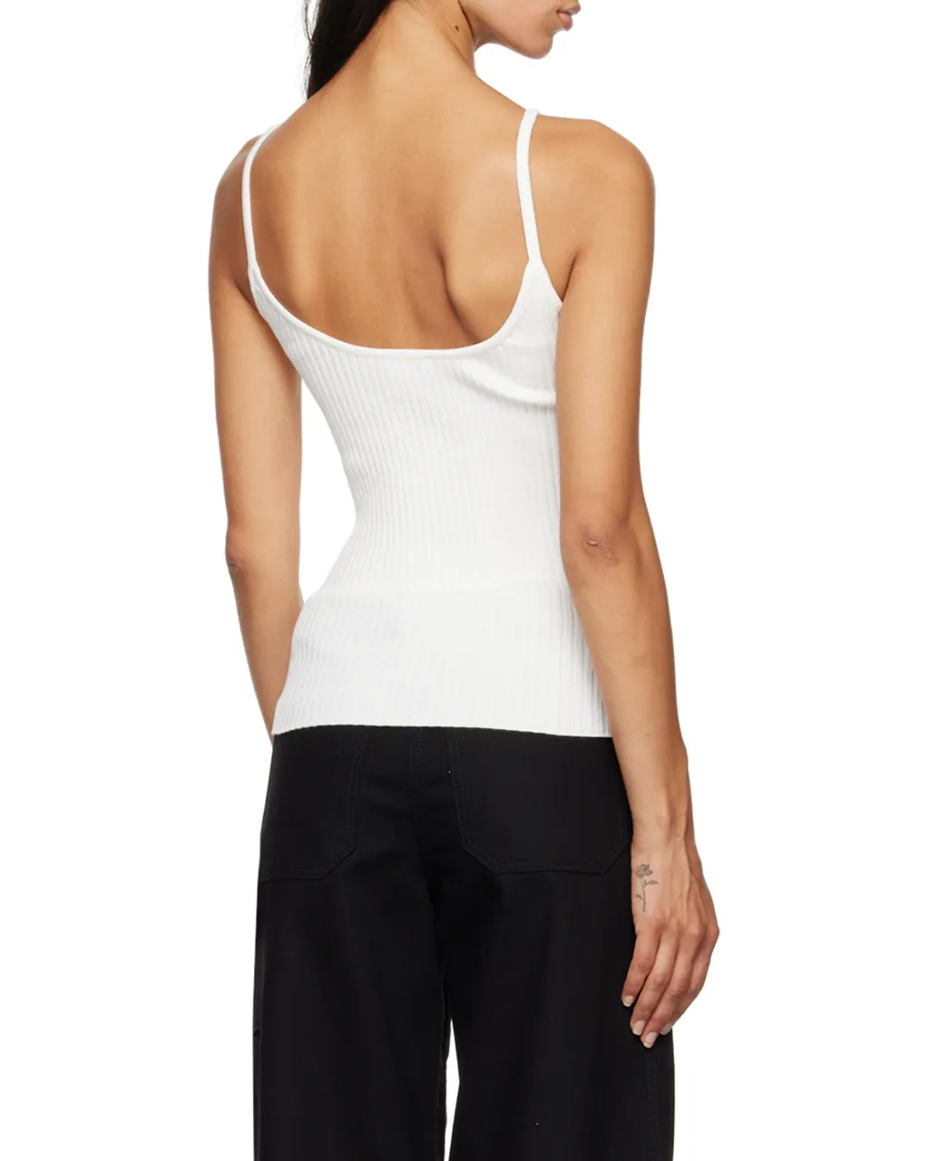 Logo Embroidered Ribbed Sleeveless Top