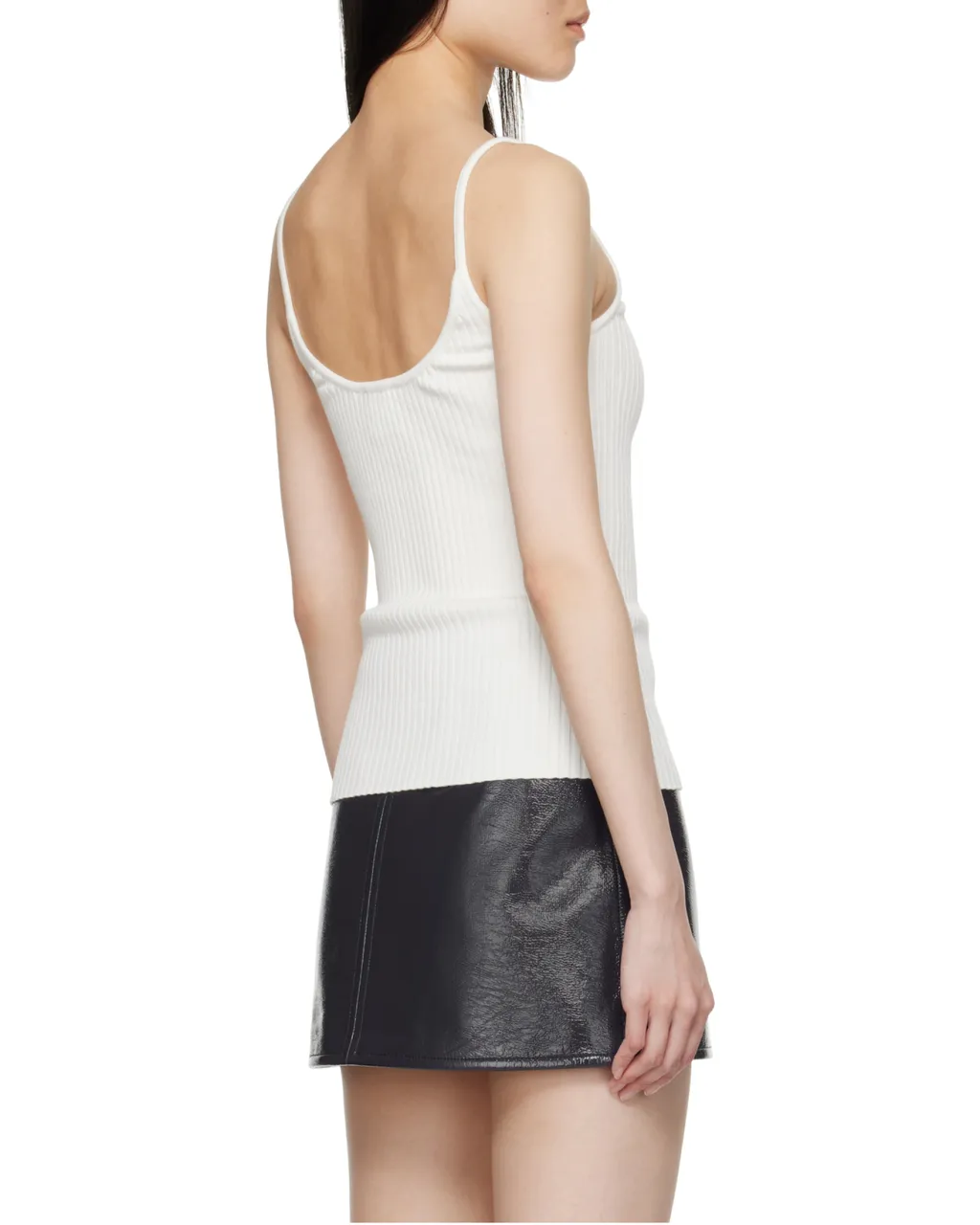 Logo Embroidered Ribbed Sleeveless Top