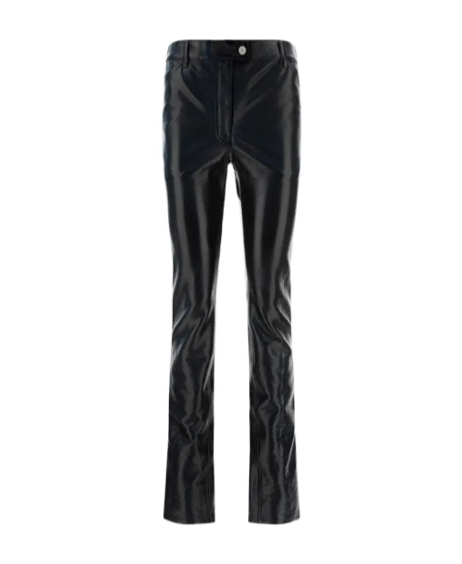Logo Embossed Faux-Leather Slim Pants