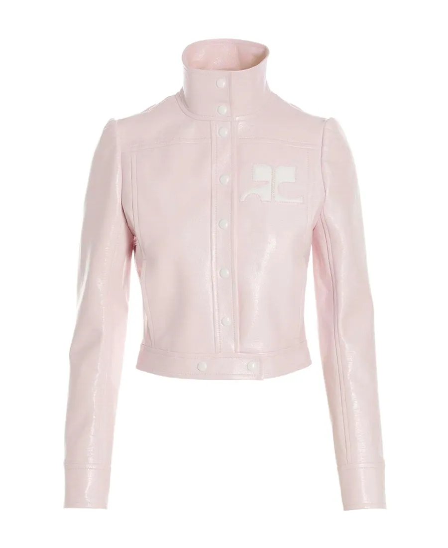 Vinyl Straight Hem Cropped Jacket