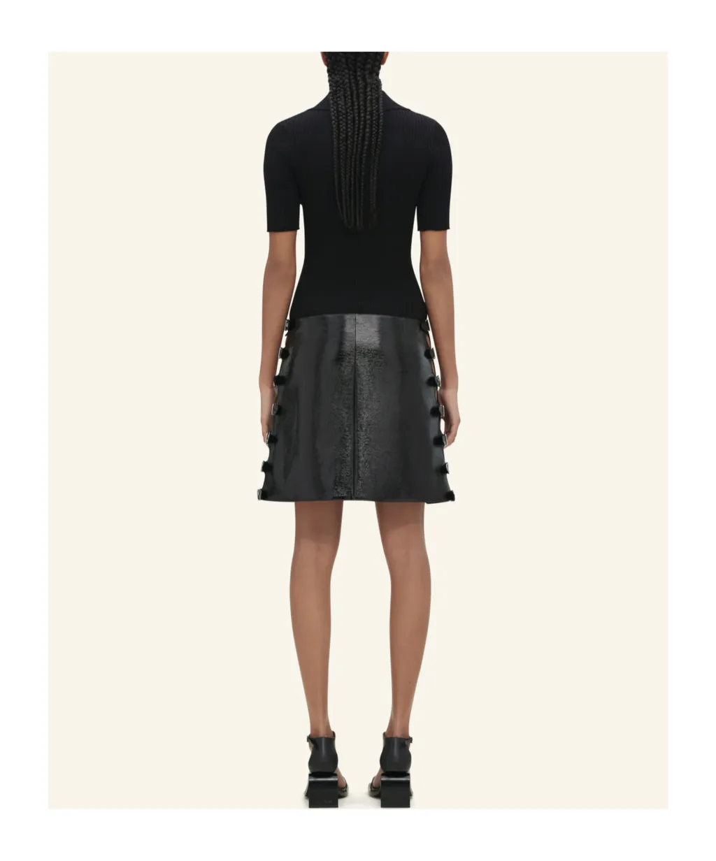 Rib Knit Short-Sleeved Polo Shirt